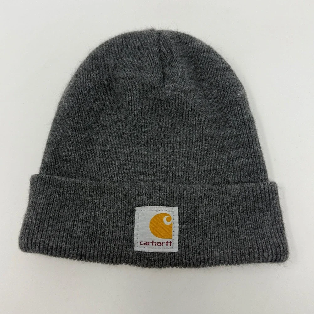 Carhartt Toddler Kids Grey Acrylic Knit Cuffed Beanie Watch Hat CB8905 H130